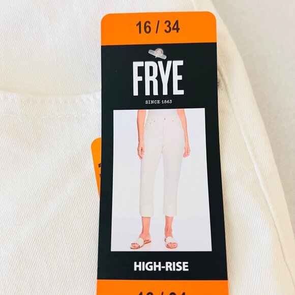 Frye Women's Stretch High-Rise White Cuffed Cropped Jeans Size 16/34 NWT - Picture 5 of 11